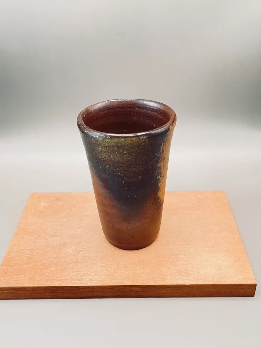 Bizen-yaki Free Cup: Deep Iron and Scorched Earth