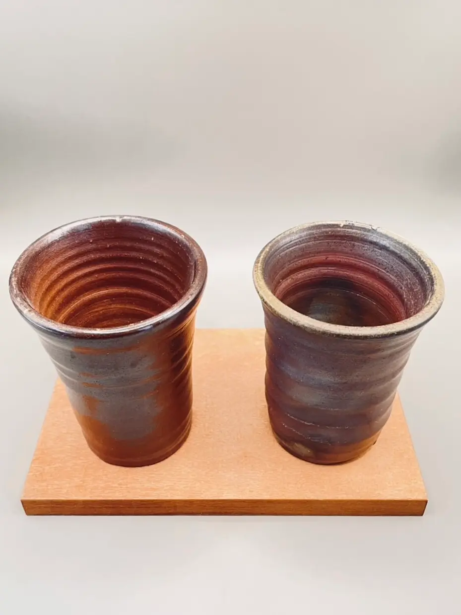 Bizen-yaki Tea Cup Set: The Art of Contrast - view 2